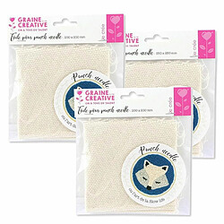 Graines Creatives 3 toiles pour Punch Needle 25 x 25 cm