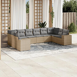 Maison Chic Salon de jardin avec coussins 10 pcs, Ensemble Tables et chaises de jardin, beige résine tressée -GKD440653