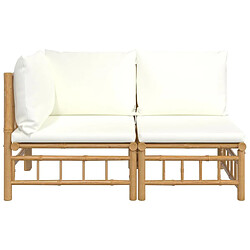 Avis Maison Chic Salon de jardin 2 pcs avec coussins - Table et chaises d'extérieur - Mobilier/Meubles de jardin Moderne blanc crème bambou -MN46858