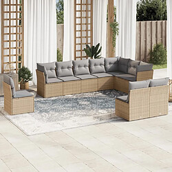 Maison Chic Salon de jardin avec coussins 10 pcs | Ensemble de Table et chaises | Mobilier d'Extérieur beige résine tressée -GKD67525