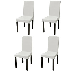 Decoshop26 Housse de chaise droite extensible 4 pcs Crème DEC022370