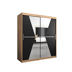 Abiks Meble Armoire Maroko à portes coulissantes 200/180/62 2 portes (artisan/noir)