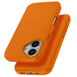 Avizar Coque MagSafe pour iPhone 16 en Cuir Vegan Haute Qualité Orange