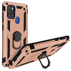 Avizar Coque Samsung Galaxy A21s Antichoc Bi-matière Bague Support Vidéo rose gold