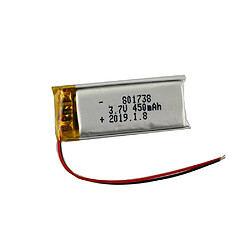 Batterie LiPo rechargeable 801738 3.7V 450mAh | Compatible avec les téléphones, GPS, MP3, MP4, lumières LED | Protection PCM intégrée