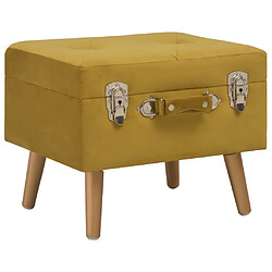 Helloshop26 Tabouret de rangement 40 cm jaune moutarde velours 02_0010821