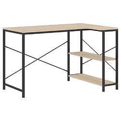 vidaXL Bureau d'ordinateur Noir et chêne 110x72x70cm Bois d'ingénierie