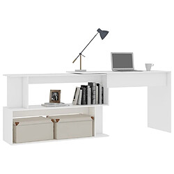 Avis Maison Chic Bureau solide,Table de travail,Bureau d'ordinateur d'angle Blanc 200x50x76 cm Aggloméré -GKD58333