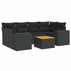 Maison Chic Salon de jardin 7 pcs avec coussins | Ensemble de Table et chaises | Mobilier d'Extérieur noir résine tressée -GKD48781