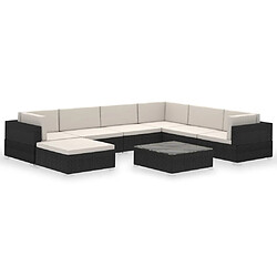 Maison Chic Salon de jardin 8 pcs + coussins - Mobilier/Meubles de jardin - Table et chaises d'extérieur Résine tressée Noir -MN29602