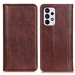 Etui en PU texture litchi, fermeture magnétique marron pour votre Samsung Galaxy A533 5G