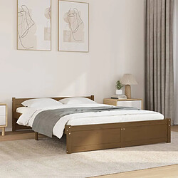 vidaXL Cadre de lit sans matelas marron miel bois massif 140x200 cm