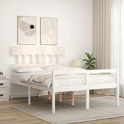 Avis Maison Chic Lit adulte - Cadre Structure de lit avec tête de lit Contemporain blanc 140x200 cm bois massif -MN90882