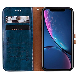 Wewoo Etui à rabat horizontal en cuir de texture Business Style Oil Wax pour iPhone XR, avec support, logements pour cartes et porte-monnaie (bleu) pas cher