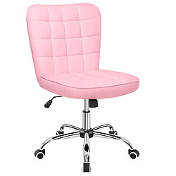 Chaise de bureau en similicuir PU - Chaises de coiffeuse sans accoudoirs Rattantree - Tabouret de coiffeuse - Chaises de bureau pour la maison - Chaise d'ordinateur pivotante - Rose