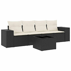 Maison Chic Salon de jardin 5 pcs avec coussins | Ensemble de Table et chaises | Mobilier d'Extérieur noir résine tressée -GKD24961