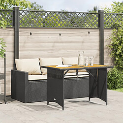 vidaXL Ensemble à manger de jardin coussins 2pcs noir résine tressée