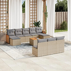 Maison Chic Salon de jardin 11 pcs avec coussins | Ensemble de Table et chaises | Mobilier d'Extérieur beige résine tressée -GKD69195