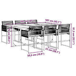 vidaXL Ensemble à manger de jardin coussins 7 pcs noir résine tressée pas cher