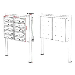 Avis Helloshop26 Bloc 10 boites aux lettres pied support 2x5 compartiments superposés acier inoxydable 16_0000024