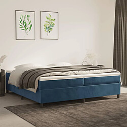 Maison Chic Lit Adulte - Lit simple Lit à sommier tapissier et matelas moelleux - Meuble de Chambre - Bleu foncé 200x200cm Velours -MN41905