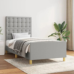 vidaXL Cadre de lit sans matelas avec tête de lit gris clair 90x190cm