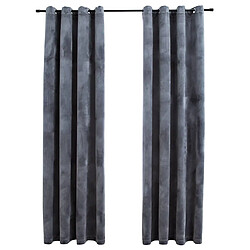 vidaXL Rideaux occultants et anneaux 2pcs Velours Anthracite 140x225cm