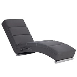 Maison Chic Chaise longue de massage| Bain de soleil Relax | Transat Gris Similicuir -GKD73250