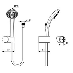 Ideal Standard - Ensemble Idealrain support mural et douchette 1 jet Ø 8 cm