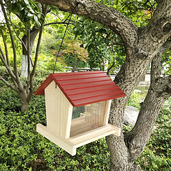 Avis Universal Éleveur d'oiseaux Décoration de cour en bois Distributeur d'aliments pour oiseaux sauvages Maison d'oiseaux en bois avec toit Décoration de cour familiale