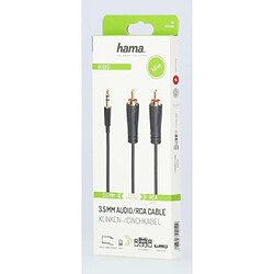 HAMA Câble audio, connecteur jack 3,5mm,2 fiches RCA mâles,stéréo,doré,1,5m