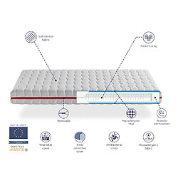 Acheter Dormalit Matelas 80X190 LIT ENFANTS Épaisseur 18 CM NUKA RESSORTS - Ressorts ensachés, Antiacarien et Déhoussable, idéal pour les lits gigognes et lit cabane