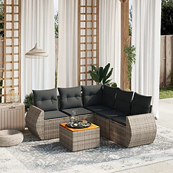 Maison Chic Salon de jardin 6 pcs avec coussins | Ensemble de Table et chaises | Mobilier d'Extérieur gris résine tressée -GKD68105