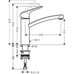 HANSGROHE Mitigeur de cuisine MySport M Steel Optic aspect acier brossé