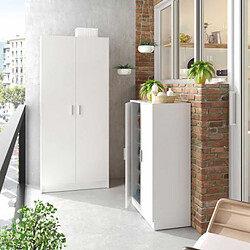 Dansmamaison Armoire de rangement 2 portes 2 tablettes - Blanc - MULA