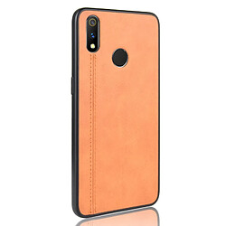 Avis Wewoo Coque Pour Oppo Realme 3 Antichoc Couture Vache Motif Peau PC + PU + TPU Cas Orange