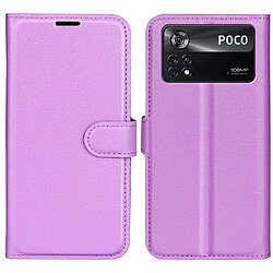 Etui en PU texture litchi avec support, violet pour votre Xiaomi Poco X4 Pro 5G