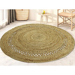 Vente-Unique Tapis rond ajouré 100% jute - D. 150 cm - Naturel - ALYA