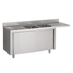 Plonge Inox sur Meuble Emplacement Lave-Vaisselle Droite 2 Bacs Gamme 700 - Fabrinox