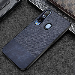 Wewoo Coque Rigide Housse de protection en tissu PU épissage antichoc pour Galaxy A70 bleu