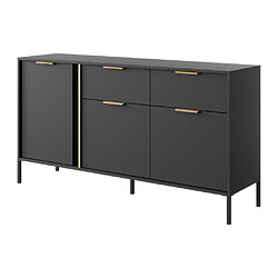 Acheter Vente-Unique Buffet avec 3 portes et 2 tiroirs - Anthracite et doré - PAVELI