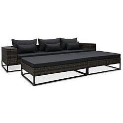 Maison Chic Salon de jardin 5 pcs + coussins - Mobilier/Meubles de jardin - Table et chaises d'extérieur Résine tressée Gris -MN48719