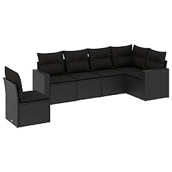 Maison Chic Salon de jardin 6 pcs avec coussins | Ensemble de Table et chaises | Mobilier d'Extérieur noir résine tressée -GKD21549