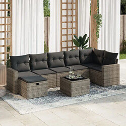 vidaXL Salon de jardin 8 pcs avec coussins gris résine tressée