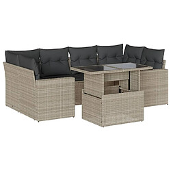 vidaXL Salon de jardin avec coussins 7 pcs gris clair résine tressée