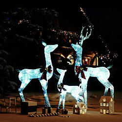 vidaXL Décoration de Noël famille de rennes Blanc et argenté 201 LED