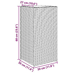 vidaXL Jardinière Gris 30x30x60 cm résine tressée pas cher