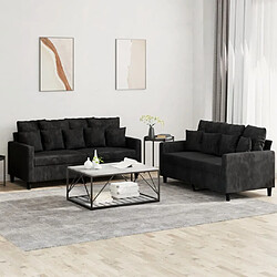 Maison Chic Ensemble de canapés 2 pcs avec coussins, Canapé droit Sofa pour Salon Noir Velours -GKD223701