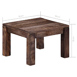 vidaXL Table basse 50x50x35 cm Bois de manguier massif pas cher