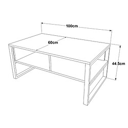 Helloshop26 Table basse laukaa avec espaces de rangement 44,5 x 100 x 60 cm effet chêne rustique / noir 03_0008456